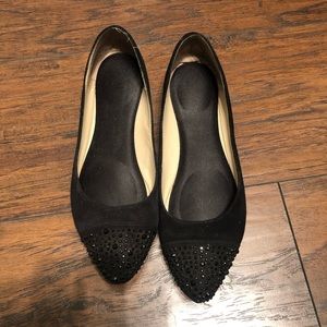Nine West black sparkly toe pointed flats